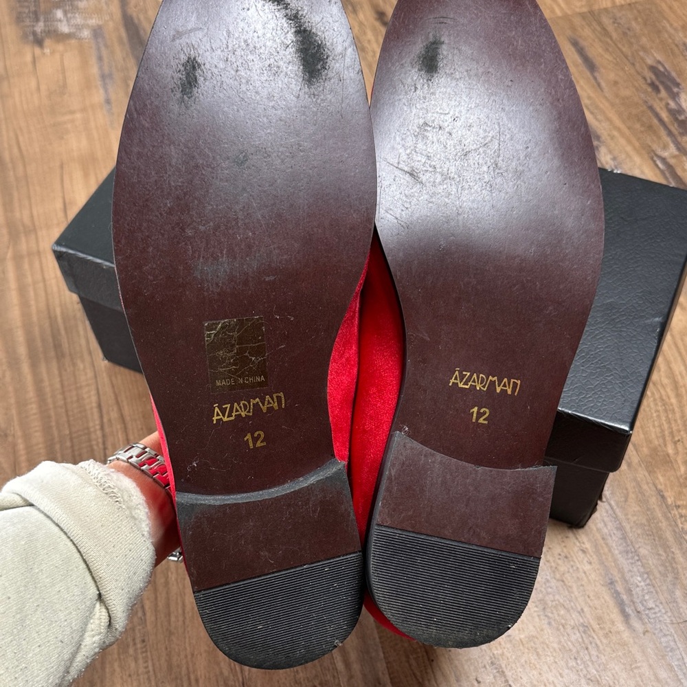 Red Suede Loafers size 12 EU 45 PROM HOCO WEDDING - Picture 6 of 8